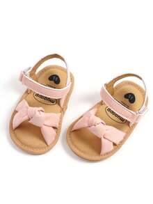 Neugeborene Säuglings Mädchen Jungen Sommer Sandalen Outdoor-Leisure Strandschuhe mit Blumen Schleife rutschfeste Sohle Kleinkind Laufschuhe - Pink - Übersicht 4