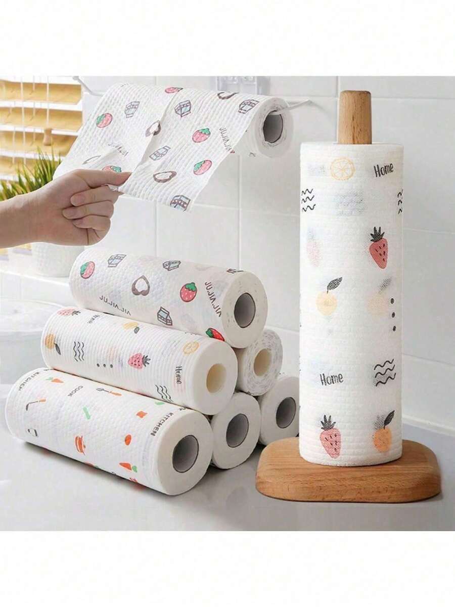 50片装可重复使用清洁布，懒人吸水布，干湿两用可洗一次性布 - 多色 - 查看 1