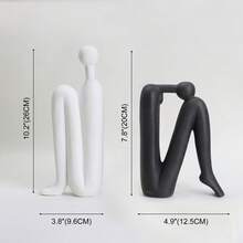 Decorative Bookends For Shelves,Bookends For Heavy Books Resinous Thinker Statue,Book Shelf Decor,Modern Creative Office Company Bookends Ornament Decorations - A - View 2