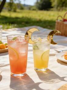 5个/10个装新月形闪亮杯夹，金色反光饮料标记，现代派对餐桌装饰，独特的新月形细节，优雅闪亮的杯夹，防滑设计，可重复使用，装饰性饮料配件，时尚的桌面点缀，适用于斋月开斋饭、开斋节、派对、婚礼、生日、家庭聚会、节日 - 金色 - 查看 3