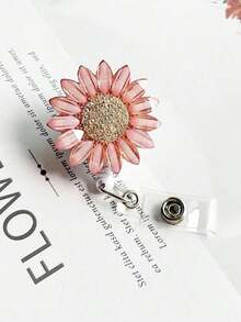 Retractable Flower Badge Reels Holders With Alligator Swivel Clip Nurses,Doctor,Office,Student Worker Name ID Card - Baby Pink - View 4