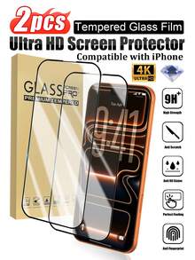 2pcs Full Screen Ultra-Clear Screen Protector, Silk-Screened Framed Tempered Glass, Anti-Scratch, Anti-Fingerprint, Compatible With Phone Cases, Smooth Edges Fit Phone Screen, Compatible With IPhone X/XS/11/12/13/14/15/16/17 Series - Black - View 20