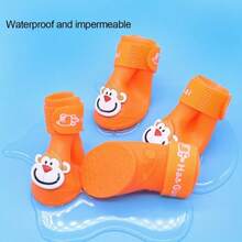 These Adorable Cartoon Monkey Pattern Rain Boots Can Protect Your Pet's Paws And Keep Them Dry! - Multicolor - View 9
