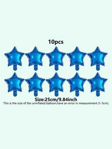 10pcs Solid Color Star Shaped Decorative Balloon, Modern PE Balloon For Party Arrangement - Blue - View 5
