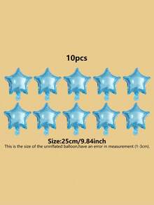 10pcs Solid Color Star Shaped Decorative Balloon, Modern PE Balloon For Party Arrangement - Blue - View 5