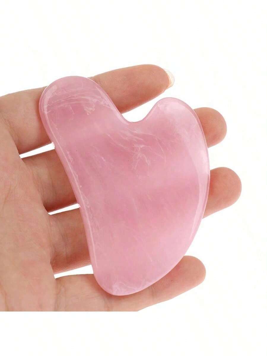 Rose Quartz Heart-Shaped Facial Beauty Massage Scraping Board, V-Shaped Face Beauty Tool - Gua Sha Board - View 1