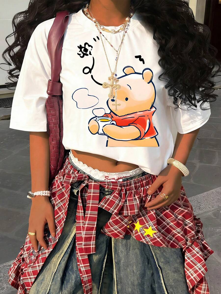Disney Printed New Style Casual T-Shirt In Y2K Style Short Sleeve Pullover Shirt - Same For Both Men And Women - 白色 - 查看 1
