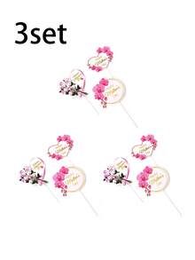 12 piezas Decoraciones para pastel del Día de la Madre "Mamá" en color rosa, decoración de fiesta del Día de la Madre para pastel - Multicolor - Ver 9