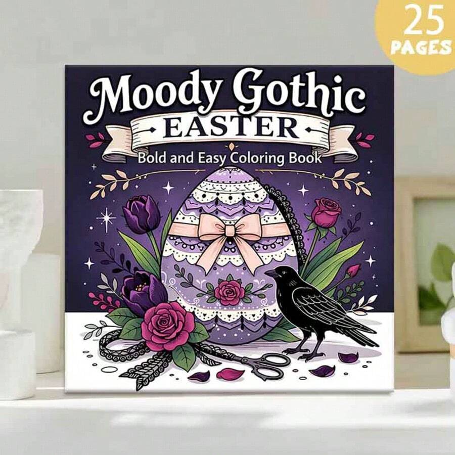 （升级豪华版，厚纸，20.5*20.5厘米）《哥特式复活节涂色页，25页哥特式另类春季主题》，适合情侣和家庭，适合聚会、情人节、生日和其他节日。绘画和学习用品、书籍、涂色书、学习用品、学校、圣诞节、万圣节、生日、返校礼物、涂色书、复活节、复活节礼物、复活节手工艺品 - 單件 - 查看 1
