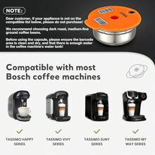 Tassimo 通用可重複使用不鏽鋼咖啡膠囊，4 種容量選項 (60/180/200/220ml) - 相容於 Tassimo 咖啡機膠囊，可重複使用濾杯，咖啡機配件 - 橘色 - 查看 2