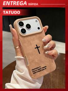 1Pcs Vintage Bible Cross PU Leather Phone Case, Personalized Religious Style Drop-Proof Cover, Compatible With IPhone16 Pro Max/16Pro/16Plus/16/15 Pro Max/15/14/13/12/11 - 棕色 - 查看 5