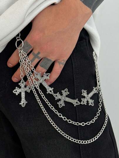 1 chiếc dây đeo eo kiểu chữ thập nhiều lớp cổ điển, thắt lưng đa năng phong cách hiphop punk cho trang phục hàng ngày.