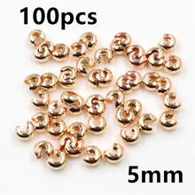 100颗铜圆盖压接端珠 3 4 5mm 止动隔珠，适用于DIY珠宝制作配件 - crimp beads - 查看 14