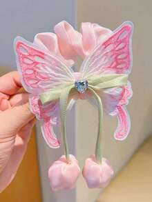 1/3件装少女可爱甜美蝴蝶郁金香蝴蝶结装饰发圈，简约时尚优雅发饰 - 彩色 - 查看 11