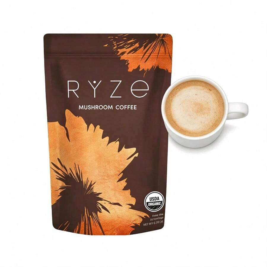 Lion's Mane & Turkey Tail Mushroom Coffee – Asado oscuro con 6 adaptógenos y prebióticos – Café instantáneo para la energía, el enfoque y la digestión – 30 porciones - Óxido marrón - Ver 1