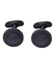 1 par premium runda galvaniserade manschettknappar i svart diamantmetall för män - Multifärgad - Visa 7