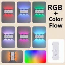 6 piezas Luces de pared LED con sensor de movimiento de ojo de gato, lámpara nocturna inalámbrica recargable por USB con 3 colores ajustables, adecuada para dormitorio, escalera, armario, baño - Lámpara de pared de ojo de gato de 6 LED - Ver 8
