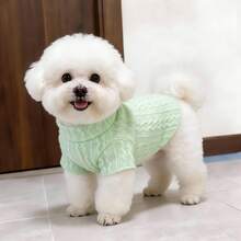 Classic Solid Knitted Dog Jumper | Cozy Cable Knit Pet Sweater For Bichon Frise & Poodle | Casual Warm Dog Clothes - Multicolor - View 3