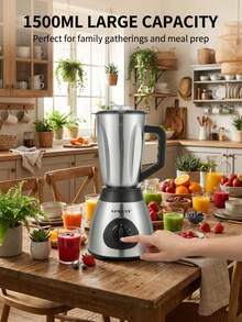 SOKANY 03012 1.5L Multifunctional Cooking Machine 2-In-1 Glass Countertop Juicer, 3 Adjustable Speed Controls, Suitable For Making Frozen Juice, Milkshake, Smoothie And Sauce, Silver - EU C Type Plug(220-240V) - View 6