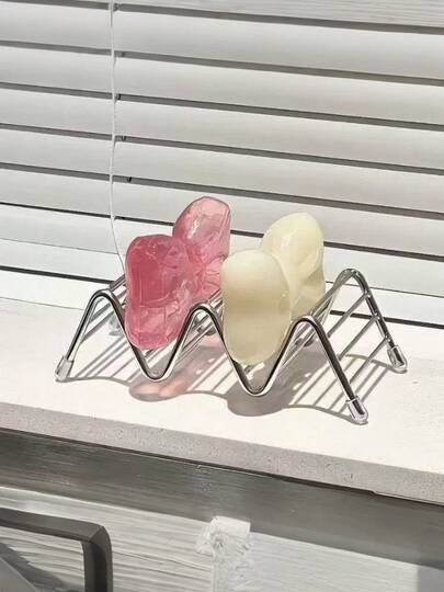 Khay đựng xà phòng bằng thép không gỉ, giá đựng xà phòng tiện dụng, khay đựng xà phòng phòng tắm, giá thoát nước, giá đựng đồ gia dụng hình lượn sóng sáng tạo.