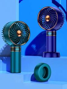 1 pièce Ventilateur portable unisexe, couleur électroplaquée à la mode, avec support, autonomie de 13 heures, ventilateur turbo silencieux, portée de 8 m, 5 vitesses de vent, portable pour l'été, les voyages, la plage, les sports, le bureau, l'école, les fêtes de piscine et l'usage quotidien - Multicolore - Voir 5
