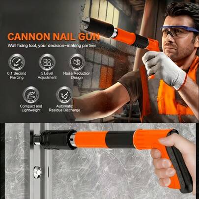 Manual Steel Nail 4 Gears Power Adjustable Wall Nail Guns,Concrete Nail Gun, Manual Steel Nail Gun,Wall Fastening Power Tools,Mini Nail Shooting Machine For Home DIY Woodworking Tool(No Nails)