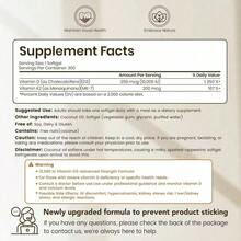 Selling Fast!VEV Vitamin D3&K2|2 In 1 Vitamins Supplement|10,000 LU D3,200 Mcg K2per Serving|MADE WITH COCONUT OIL Immune Support*Extra Strength |300SOFTGELS DIETARY SUPPLEMENT. Women's Health. - 1包 - 查看 4