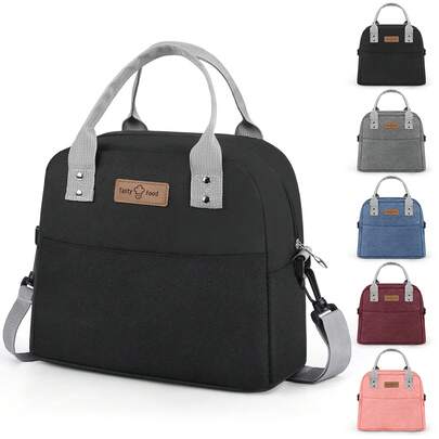 NEWHEY Lunch Bag, Insulated Lunch Tote, Adjustable Shoulder Strap, Reusable Lunch Box, Suitable For Men And Women, Leak-Proof Lunch Bag, Portable Insulated Cooler Bag, Suitable For Work, School, Picnic, Black/Blue/Red