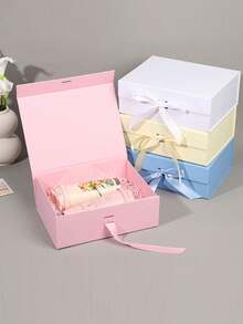 1pc Foldable Pink Gift Box, Gift Packaging Box, Suitable For Wrapping Gifts For Family And Friends, Applicable For Various Holiday Gifts - Pink - View 8