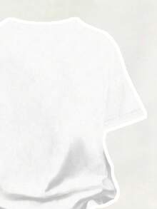 女童卡通印花圆领短袖上衣和喇叭裤套装 - 白色 - 查看 7