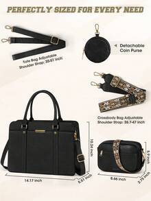 Handbags For Women Ladies Handbags 3 Pcs Set With Shoulder Bag Coin Purse PU Leather Top-Handle Bags For Work School Leisure - Multicolor - View 8