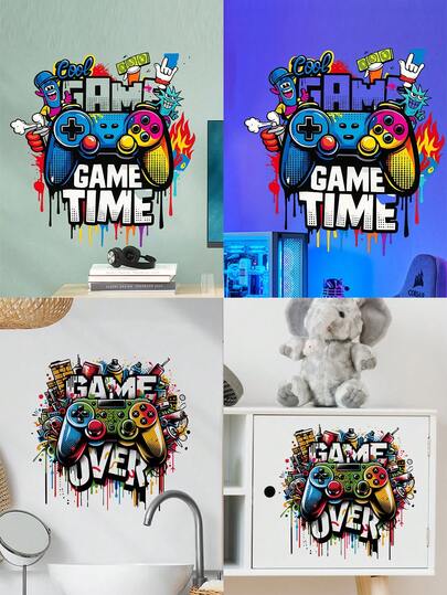 1 件时尚游戏手柄墙贴，适用于家居装饰、户外装饰、玻璃装饰、文化艺术等。