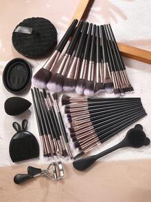 36件套化妆工具套装，包含：30支化妆刷套装+1个睫毛夹+1个面膜刷+1个化妆海绵+1个硅胶洗脸工具+1个化妆刷清洁工具+1个洁面海绵，一应俱全，新手友好 | 方便携带，送礼佳品 | 新手/女性的完美之选 - 彩色 - 查看 2