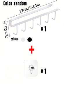 6 Hook Coffee Cup Mug Holder Black White Hooks Shelf Multifunction Kitchen Cabinet Sundries Organizer Storage Hanger - One Size Fits All - View 14