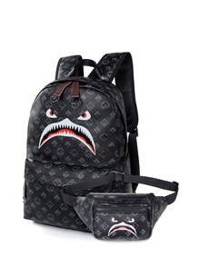 Conjunto de mochila 2 em 1 com estampa de flor de ameixa (mochila + pochete), essencial para escola, deslocamento diário, viagens curtas e exploração urbana. Bolsa para laptop com estampa floral vintage, pochete ajustável, material PU espesso, popular entre estudantes e jovens profissionais que buscam estilo e praticidade. - Multicolorido - Ver 11