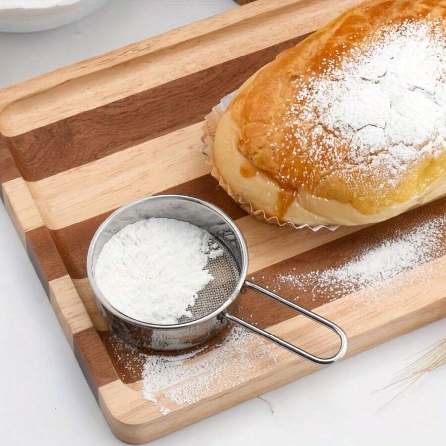 Rây lọc đa năng bằng thép không gỉ bền bỉ - Rây lưới mịn cầm tay, thích hợp cho nấu ăn, làm bánh và sử dụng trong nhà bếp. - Bạc - Xem 1