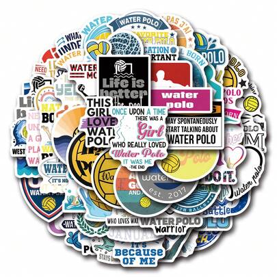60 PIEZAS Pegatinas de waterpolo para álbumes de recortes, diarios, portátiles, parachoques, monopatines, botellas de agua, coleccionables, portaplumas, diarios, computadoras, teléfonos. Pueden traer mucha diversión a tu vida, el regalo perfecto para adultos