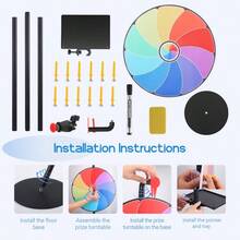 16 Inch Color Prize Wheel, 10 Slots Roulette Spinning Game Wheel With Height Adjustable Metal Stand, Dry Erase Marker And Eraser, Tabletop Roulette Spinner Of Fortune For Party Carnival Trade Show - A - View 8