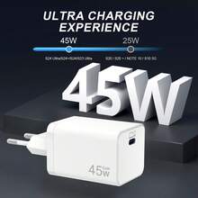 Cargador USB-C de 45W de carga rápida, cargador GAN PD3.0, compatible con MacBook Pro/Air, compatible con Samsung Galaxy S25 S24 S23, para iPhone 17 16 15 14 13 12 Pro y talla grande - Ver 5