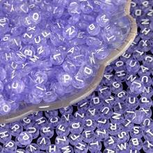 100/300/500/Pcs 4x7mm Round Acrylic Light Purple Letter Beads A-Z Mixed Loose Beads For DIY Bracelet Necklace Keychain - Purple - View 6