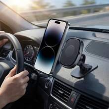 Soporte de teléfono para coche giratorio 360°, soporte ajustable para salpicadero, soporte de clip multifunción para navegación, compatible con iPhone, smartphones Android, gran regalo para familiares y amigos - Negro - Ver 11