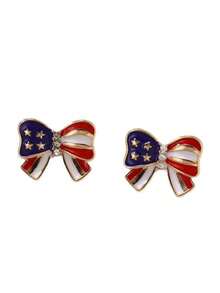 Pendientes con lazo de para el Día de la Independencia de EE. UU., pendientes de fiesta con estilo europeo y americano de moda - Multicolor - Ver 5