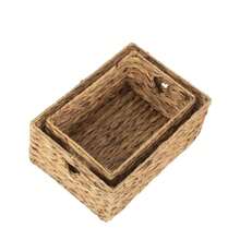 Red Hamper Small Rectangular Water Hyacinth Storage Basket - Transparent Black Model - View 3