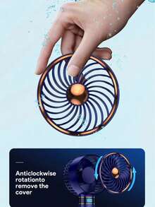 1 pièce Ventilateur portable unisexe, couleur électroplaquée à la mode, avec support, autonomie de 13 heures, ventilateur turbo silencieux, portée de 8 m, 5 vitesses de vent, portable pour l'été, les voyages, la plage, les sports, le bureau, l'école, les fêtes de piscine et l'usage quotidien - Multicolore - Voir 6