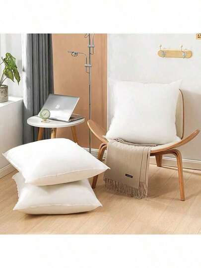 2 pcs Inserc de Almohada con  Rellenos de Almohada Inserc de Almohada de 45 x 45cm Núcleo de Almohada para sofá Cama Blanco cuadrado tela no tejida