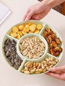 1pc Rotundity Party Snack Service Tray, Appetizer Plate, Snack Bowl, Multi-Stage Snack Bowl Tray, Nut, Candy, Fruit Container, Reusable Plastic Snack Tray With 5 Compartments For Home And Restaurant - Multicolor - View 8