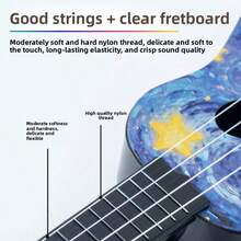 Cartoon Ukulele, Beginner Playable Musical Instrument Toy Guitar, Cartoon Starry Sky Cat, Heart, Lucky Clover Guitar, Beginner Practice Instrument, Family Gathering Music Toy, Animal Pattern Realistic Playable Guitar - Multicolor - View 12