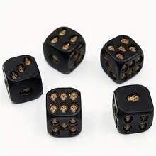 Gothic Style Black Gold Six-Sided Dice Set - Durable Resin Skull-Shaped Dice, Suitable For Tabletop Role-Playing Games, Board Games, , And Various Other Scenarios. Compatible With Party Games, Can Be Used As Christmas Gifts And Player Room Decorations - 黑色 - 查看 5