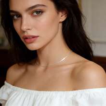 1pc S925 Sterling Silver Clavicle Chain Necklace Without Pendant, O-Shape Minimalist Necklace, Long Elegant Silver Chain, Classic & Durable, Suitable For Multiple Occasions, Holiday Gift - White - View 5