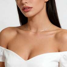 1pc S925 Sterling Silver Clavicle Chain Necklace Without Pendant, O-Shape Minimalist Necklace, Long Elegant Silver Chain, Classic & Durable, Suitable For Multiple Occasions, Holiday Gift - White - View 9